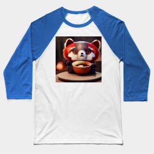 Kawaii Red Panda Eating Ramen Baseball T-Shirt